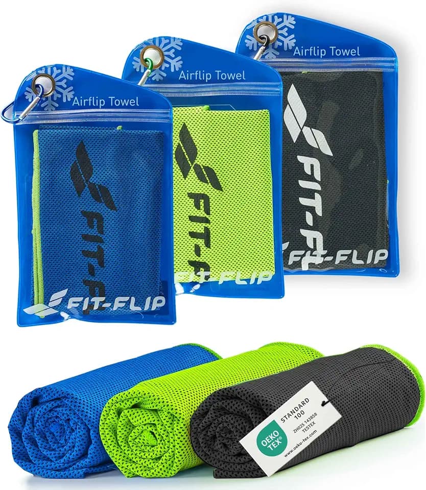 Fit-Flip Kühltuch 3er Set, kühlendes Handtuch Fitness und Sport