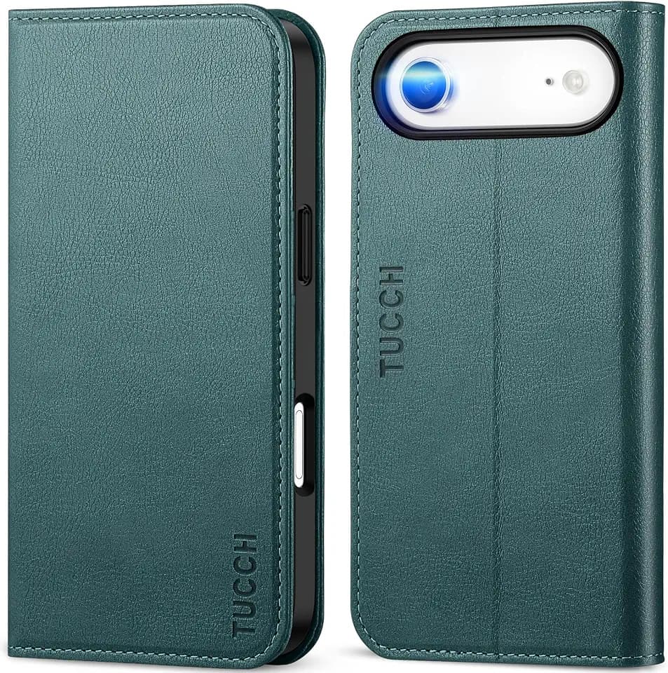 TUCCH Folio Case 3 Card Slot Wallet for iPhone Air (6.5") 2025, Teal Blue