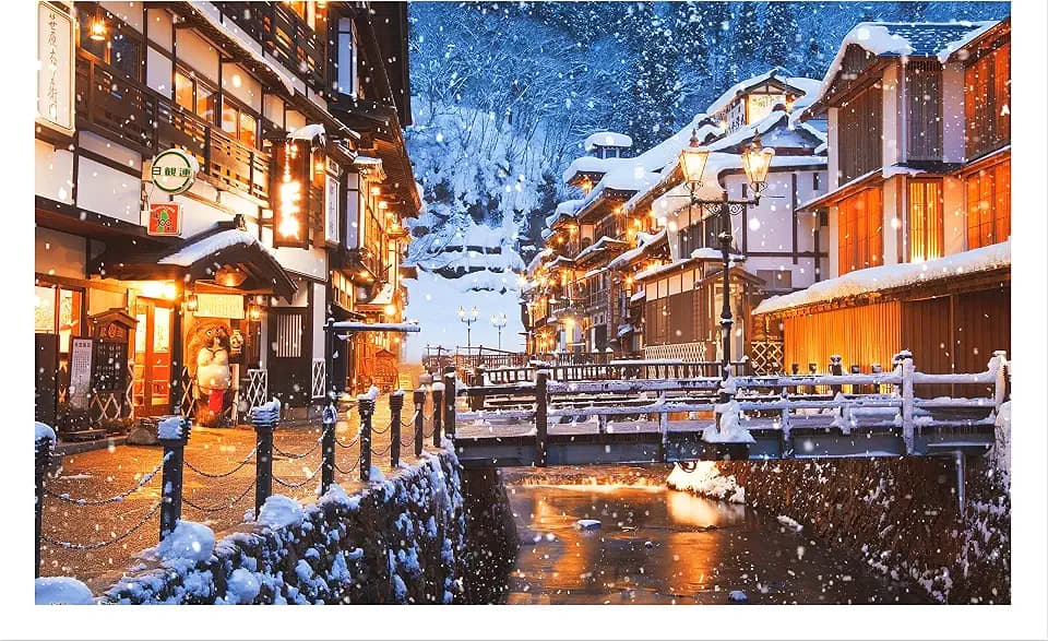 Pintoo Jigsaw Puzzles 1000 Piece for Adults - Ginzan Onsen Hot Spring, Japan Beautiful Plastic Puzzle for Home Decor Zero Dust Easy Storage [H2682]