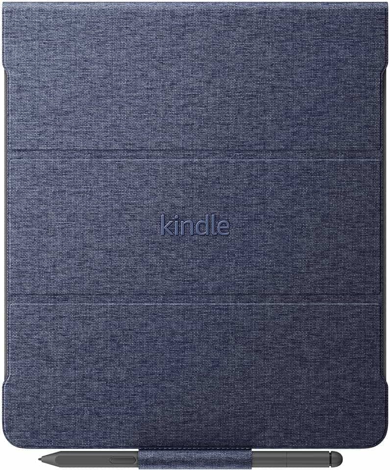 Amazon Kindle Scribe Fabric Folio Cover with Magnetic Attach, Sleek Protective Case - Denim