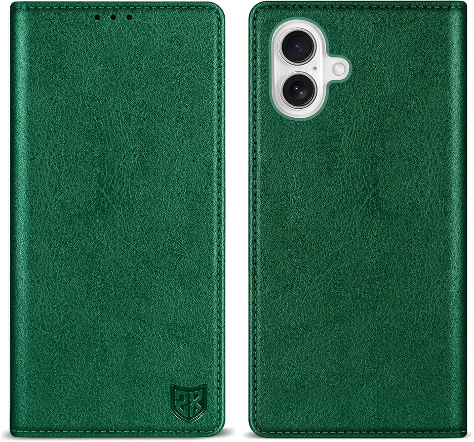 ZZXX For iPhone 16 Plus Wallet Case Strong Magnetic 6.7 inch,Green