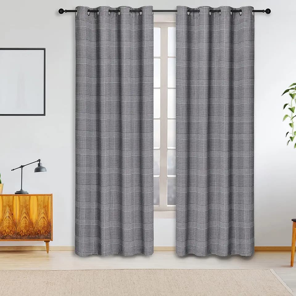 Curtain Room Darkening 2PK Houndstooth Check
