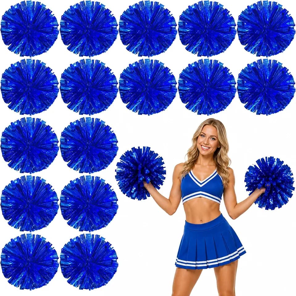 18PCS 11.8in Blue Plastic Pom Poms Cheerleading Cheer