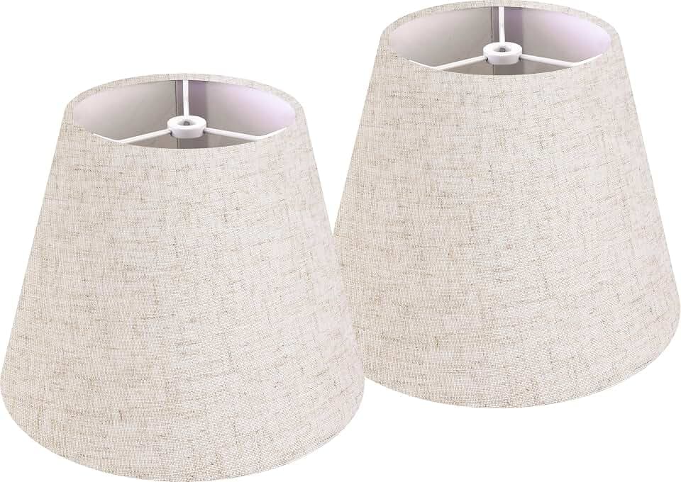 GO&SO Small Mini Oatmeal Linen Lamp Shades Set of 2,5"×9"×6.4" Beige Bell