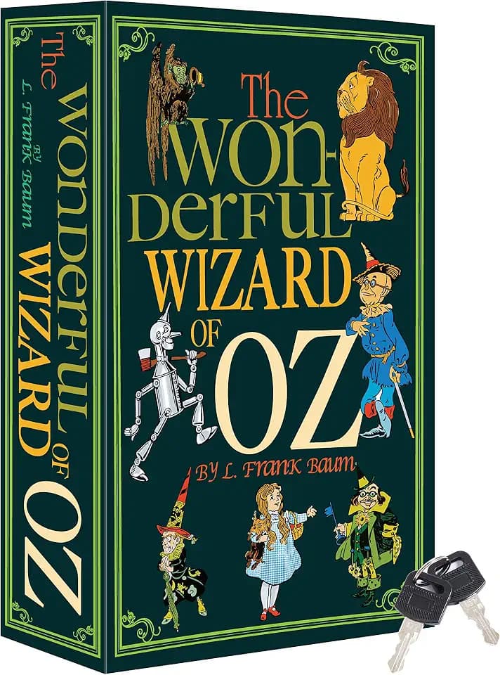 Wizard of Oz Diversion Book Safe with Key Lock, Secret Hidden Storage Box, Real Paper Pages, 9.3''x6.0''x2.3'', Includes 2 Keys, Sturdy Steel Metal Vault, Hollowed Out Book,Hidden Secret Compartment