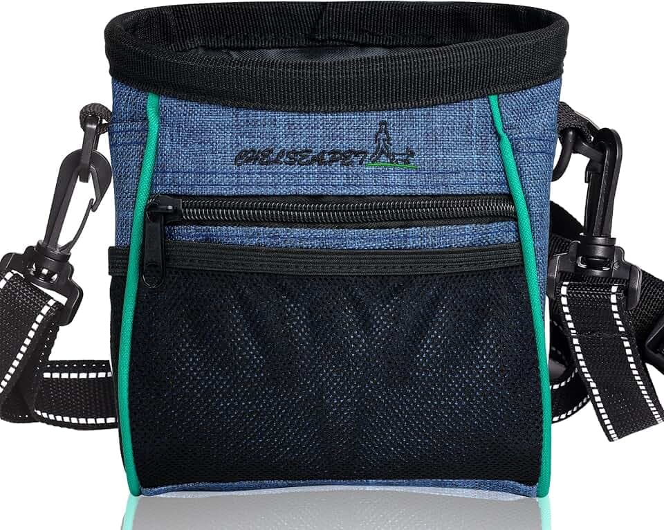 Leckerlibeutel für Hunde, Große Futtertasche für Hundetraining, Bauchtasche mit verstellbarem Gurt, Snackbeutel aus Oxford-Stoff, Praktische Bauchtasche für Hundetraining, Blau