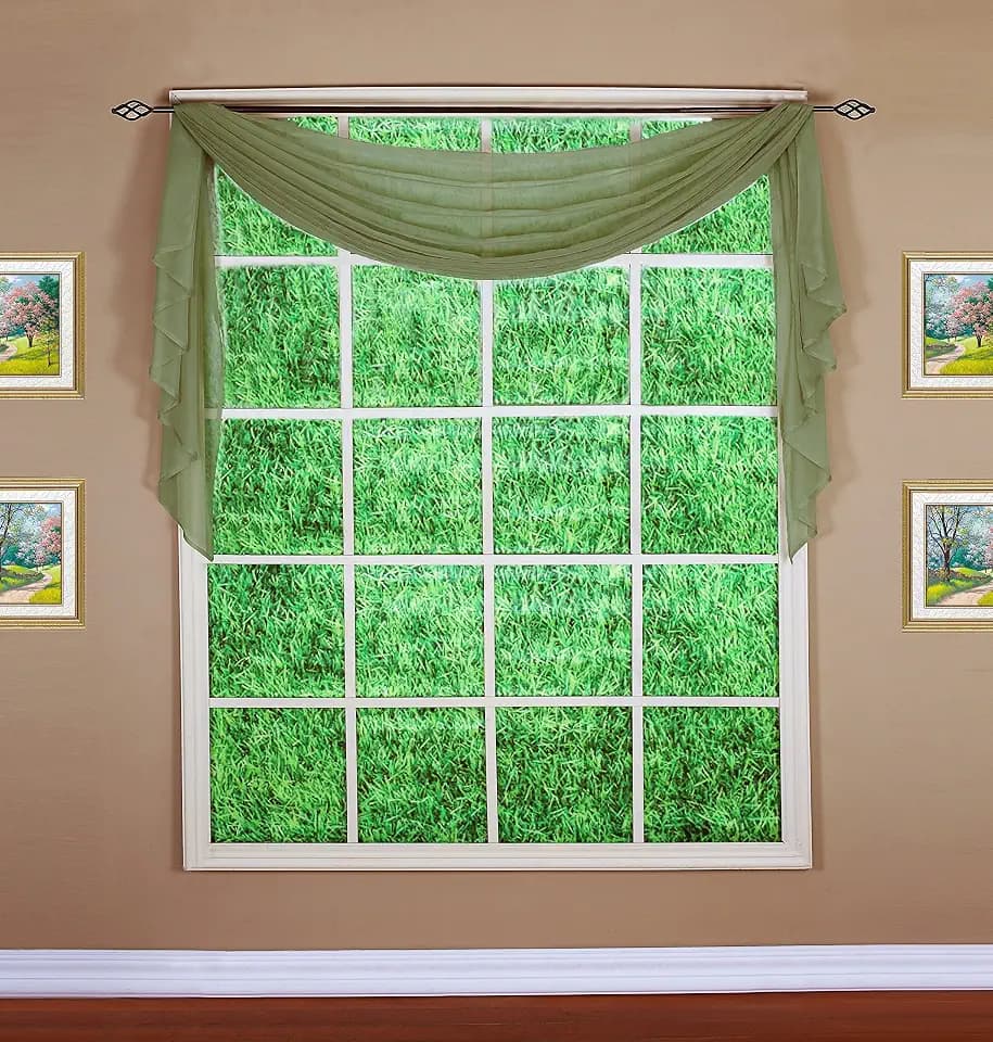 Today's Curtain Emelia Original Voile Scarf 144", Dusty Leaf, 45"W x 144"L
