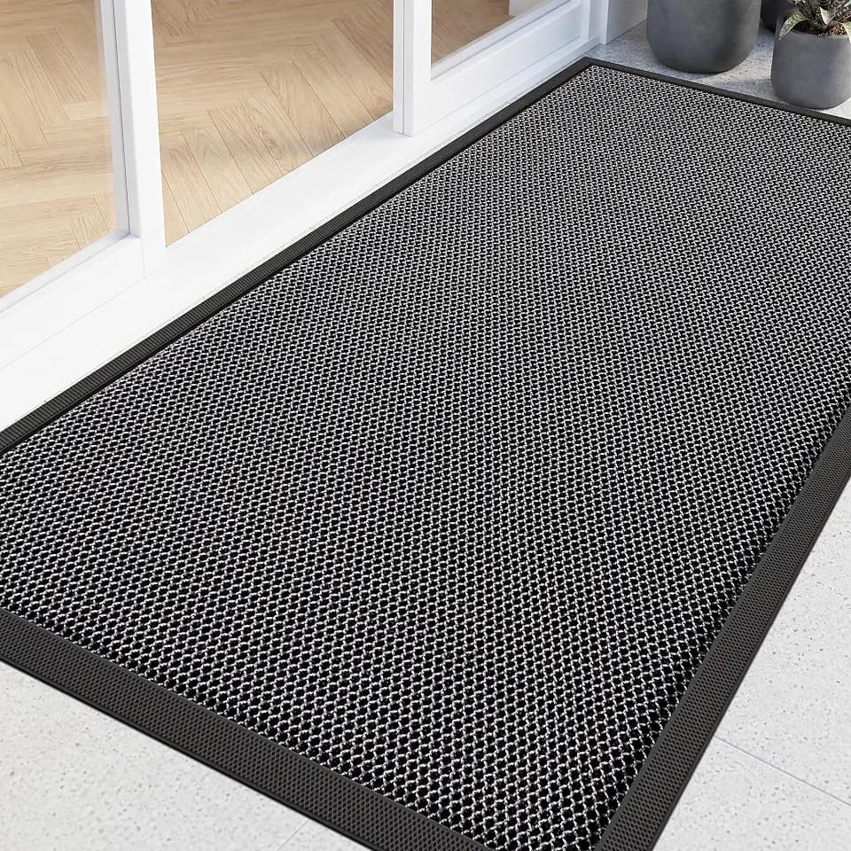Amyracel Front Door Mat Outside Entrance, Dirt Trapper Mat 72" x 36", Gray