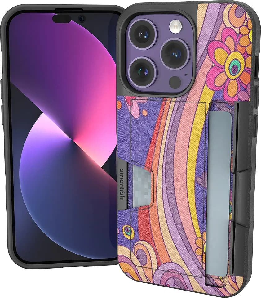 Smartish iPhone 14 Pro Wallet Case Card Holder, Wallet Slayer V2, Groovy