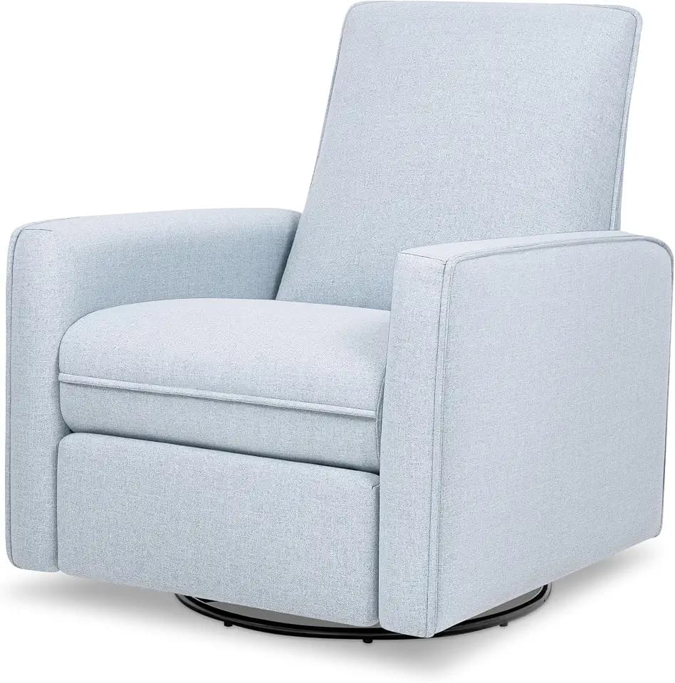 DaVinci Penny Swivel Glider Recliner, Performance Chambray Eco-Twill
