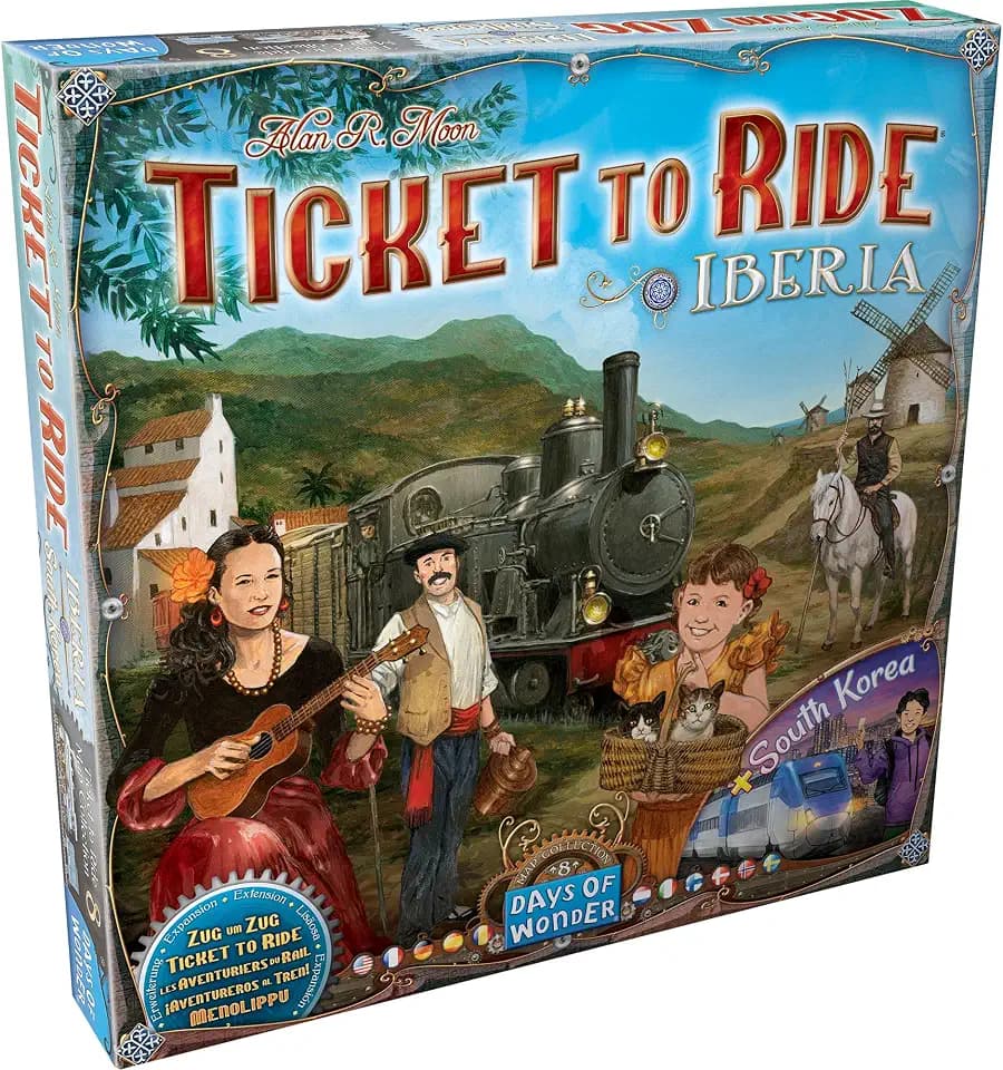 Asmodee Ticket to Ride Iberia + South Korea Board Game Expansion - Train Route Strategy Game, Family Fun for Kids & Adults, Ages 8+, 2-6 Players, 30-60 Minute Playtime