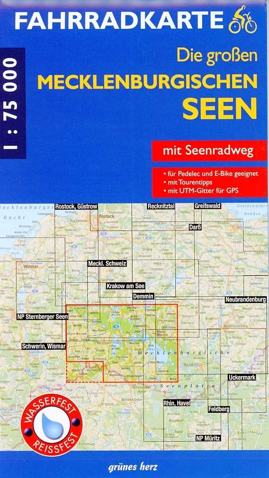 Fahrradkarte Die großen Mecklenburgischen Seen: Mit Mecklenburgischer Seen-Radweg. Mit UTM-Gitter für GPS. Wasser- und reißfest. (Fahrradkarten)
