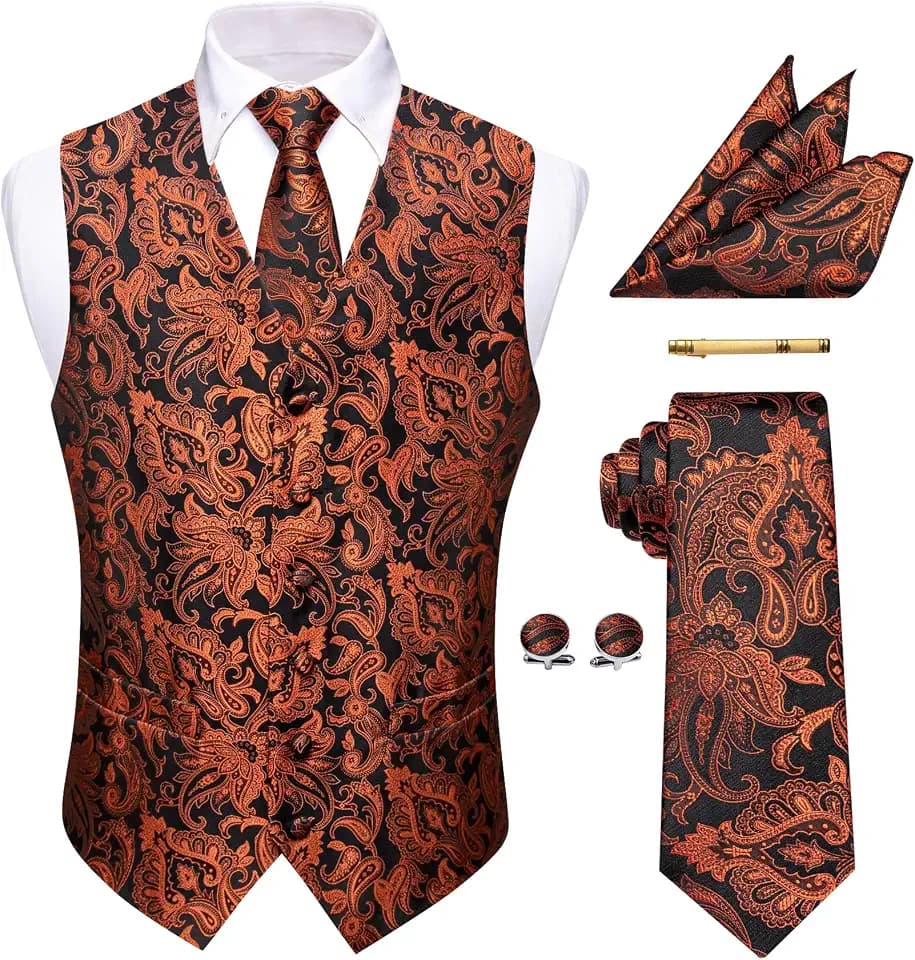 YourTies Weste für Herren, Seiden-Jacquard, Blumenmuster, Paisleymuster