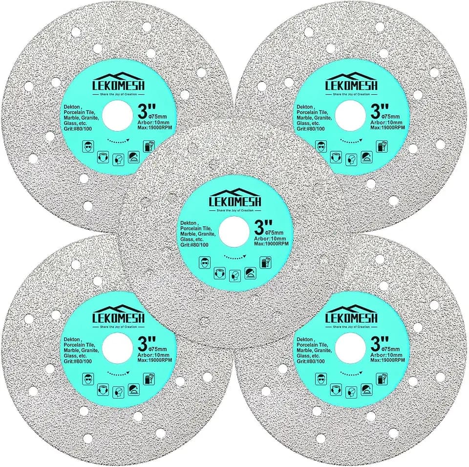 Rock Slab Grinding Disc - 3 inch Glass Cutter Disc (5pcs), Granite Cutting Blade, Diamond Grinder Wheel for Rock Slab, Stone, Tile, Marble, Granite, Glass Diamond Saw Blades