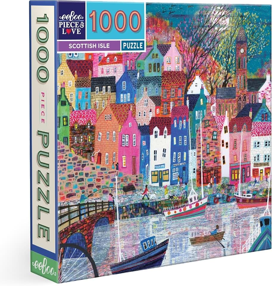 eeBoo Scottish Isle 1000 Piece Square Jigsaw Puzzle, 23" x 23"