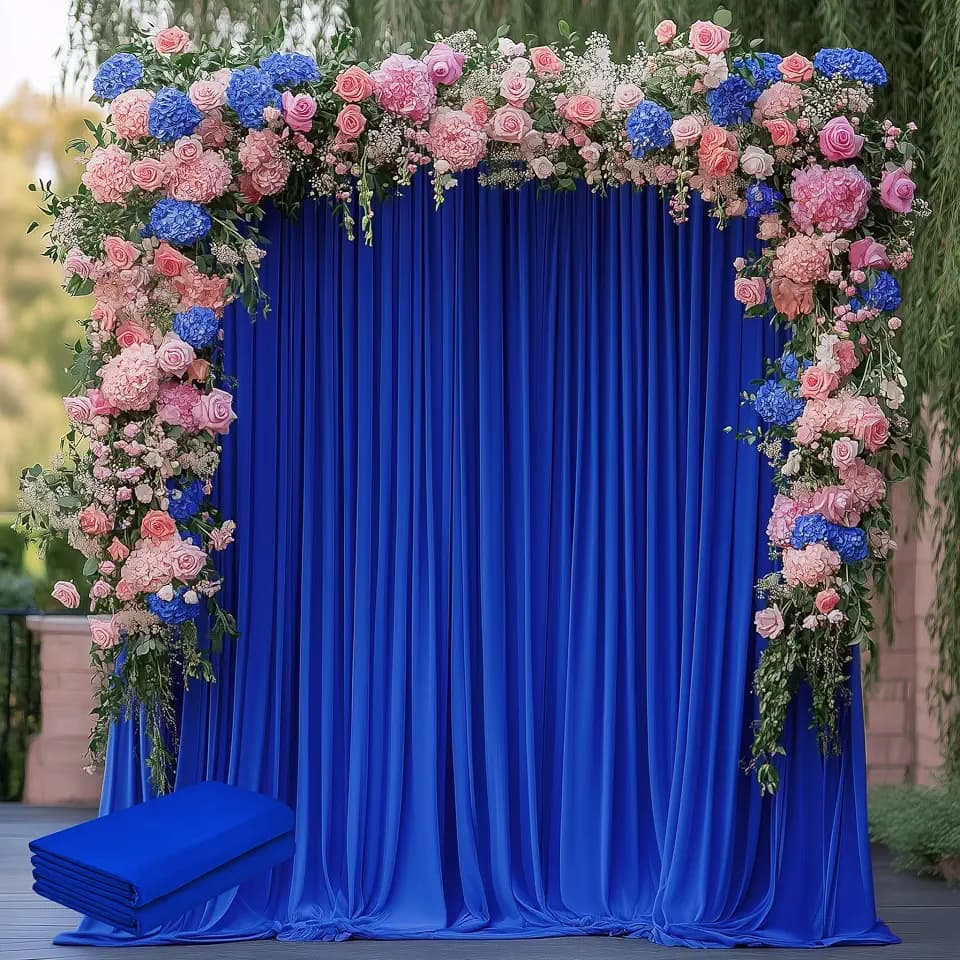 Wokceer Royal Blue Backdrop Curtain Drapes for Parties, 2Pack 10x8FT