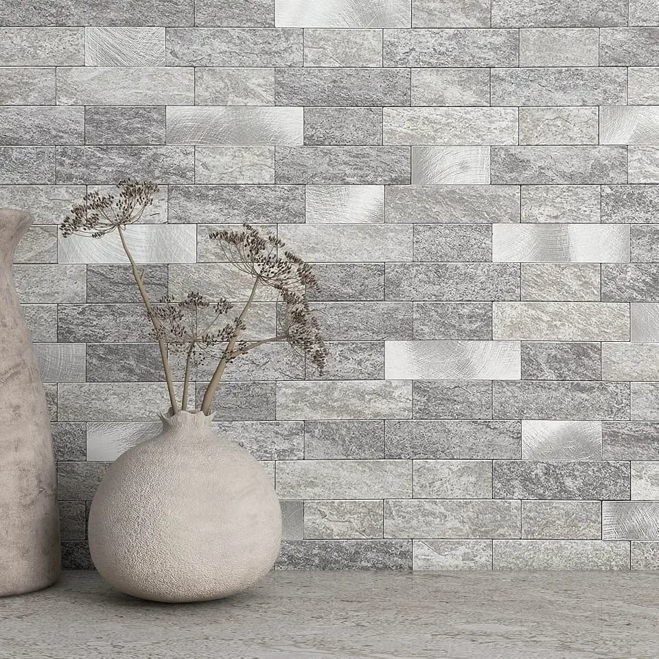 BeNice Mosaikfliese Klebefliesen Fliesenaufkleber Selbstklebend Grau 10