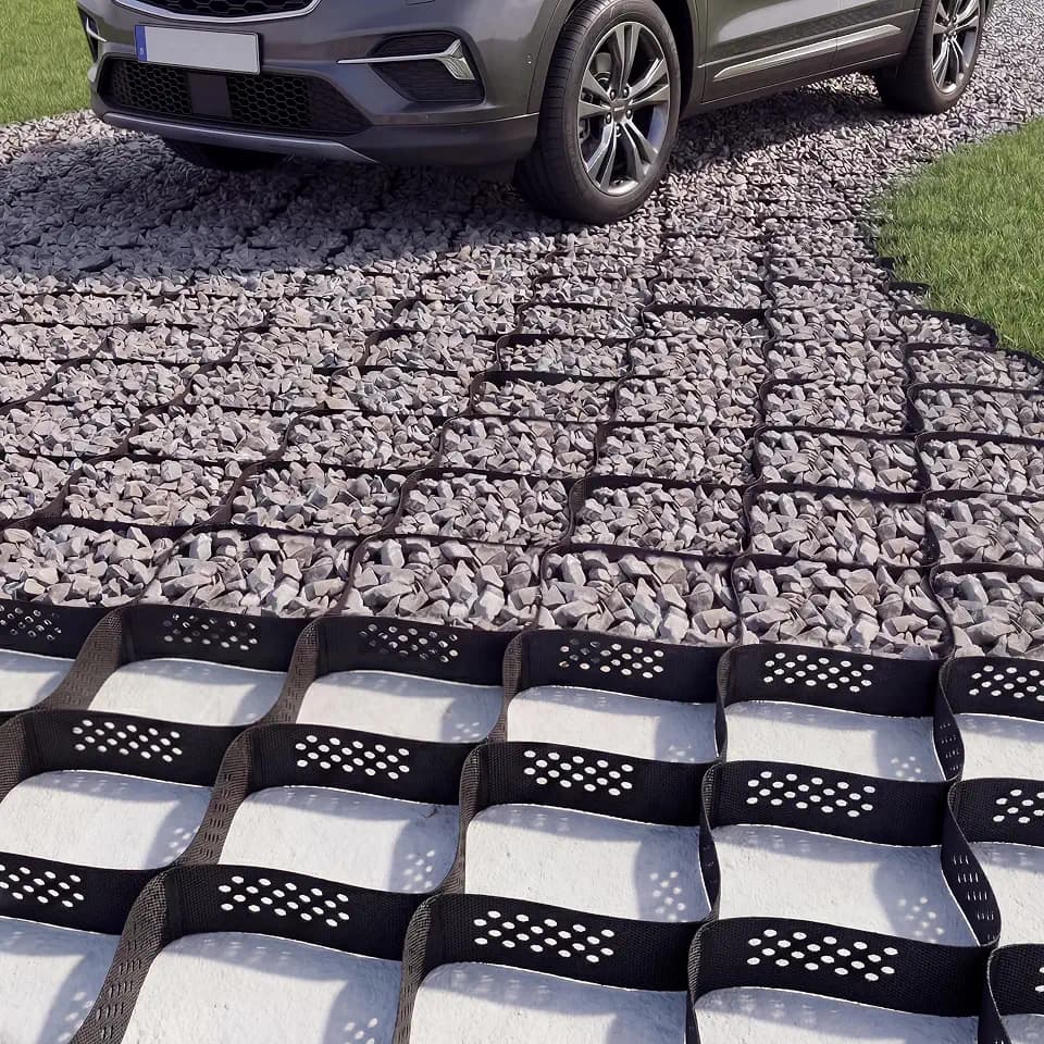 HDPE Gravel Grid 3 in, 6.5 x 16.5 ft Geogrid for Driveway and Yard