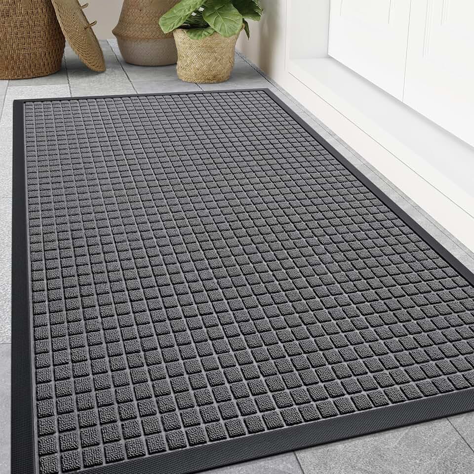 Smiry Front Door Mat Outside Entrance, Natural Rubber Doormat, 70x46.5 Inch