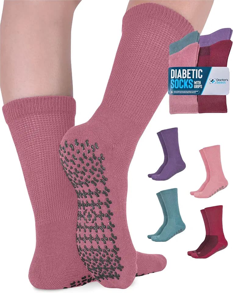 Doctor's Select® Diabetic Socks for Men and Women - Non-Binding Neuropathy Socks for Diabetics Men | Non Grip & Grip Socks