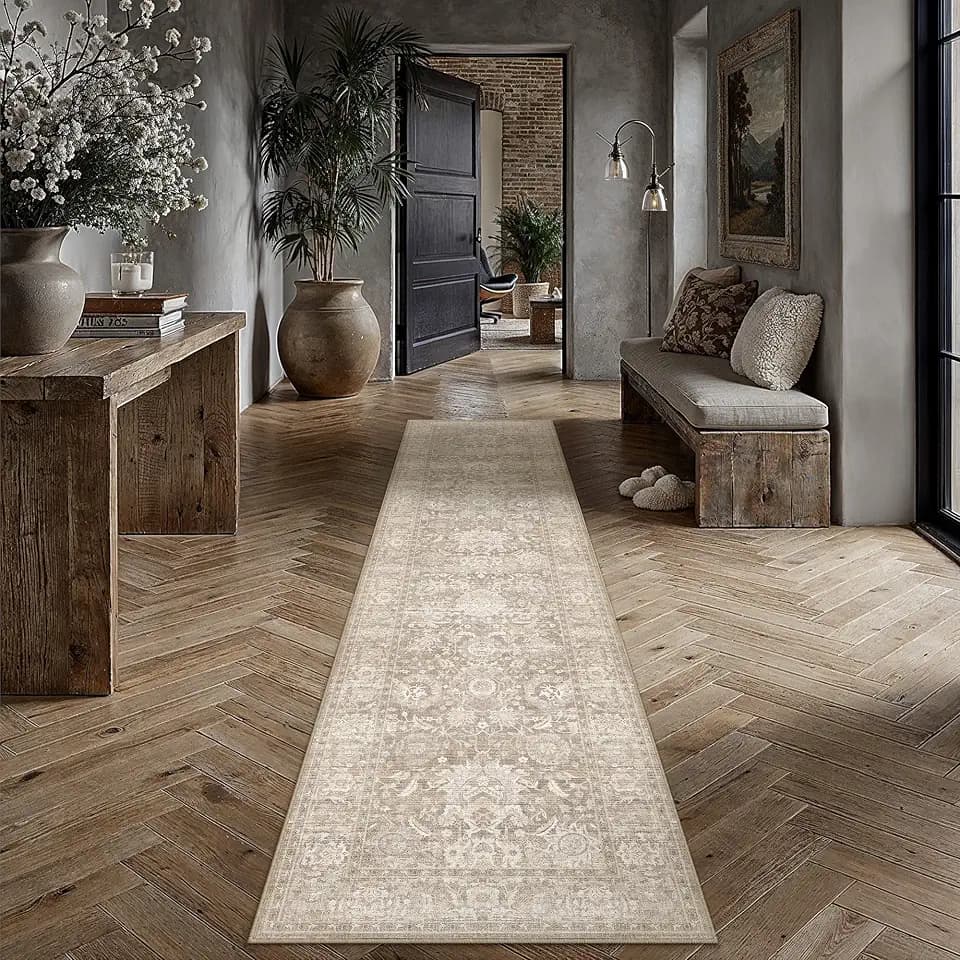 HUGEAR Hallway Runner Rugs 3x10 Beige Vintage Rug