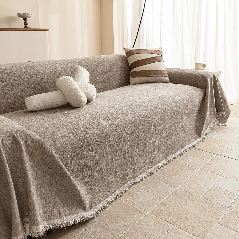 MYSKY HOME Chenille Sofa Couch überzug, Kratzschutz Sofa Katze,Sand