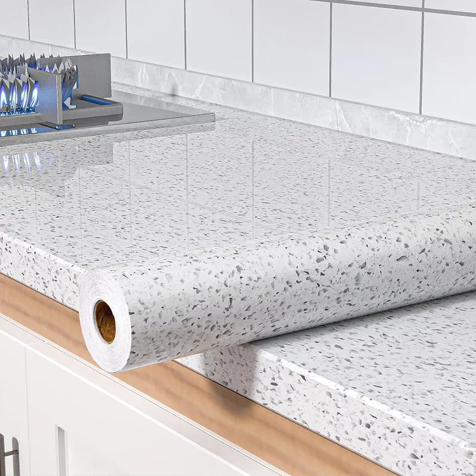 MelunMer White Wallpaper Marble Contact Paper for Countertops 15.7”×197”