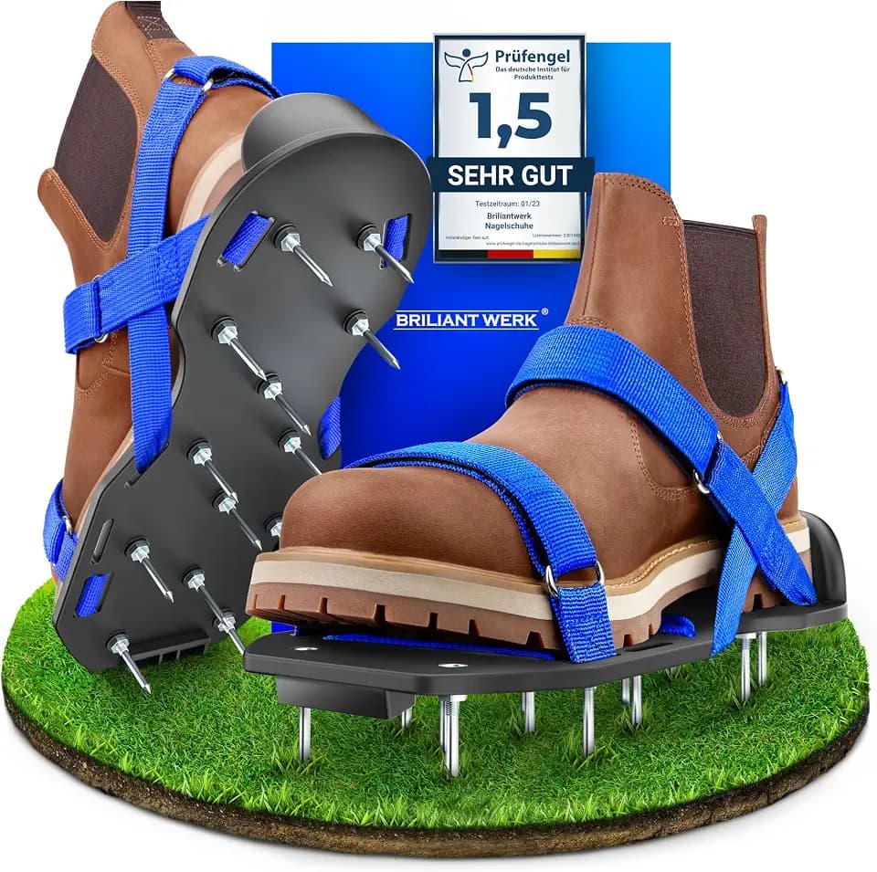 Briliantwerk® Nagelschuhe für Rasen | Rasenlüfter Schuhe | Estrichschuhe
