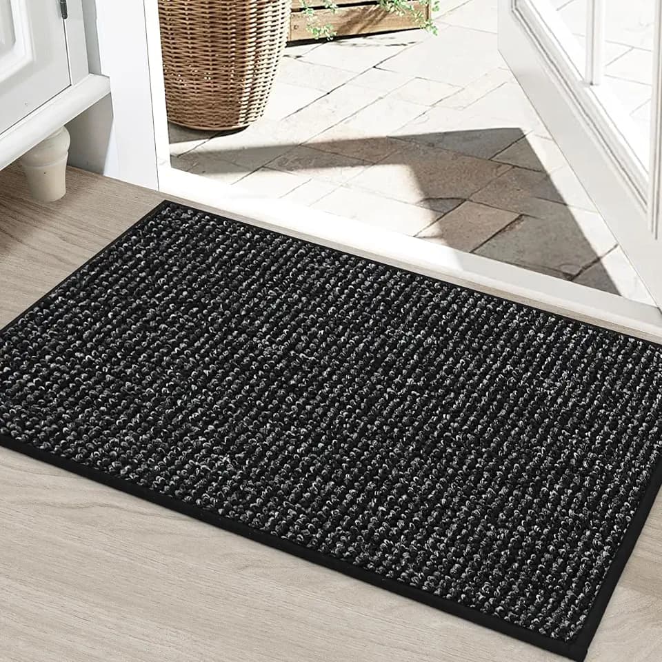 BEQHAUSE Dirt Trapper Door Mat 24" x 36", Non-Slip Washable Doormats, Black