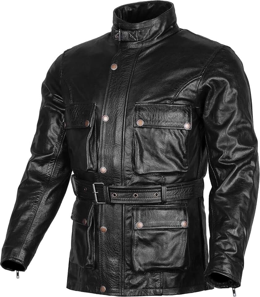 Bikers Gear Australia Klassischer Vintage-Stil, gewachst, Trail-Blazer, Leder, Retro-Motorradjacke mit CE1621-1, 5-teiliger abnehmbarer Rüstung