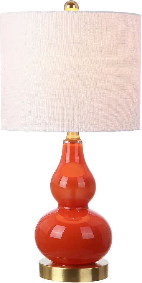 JONATHAN Y Anya Gourd Glass Table Lamp 20.5", Sunset Orange