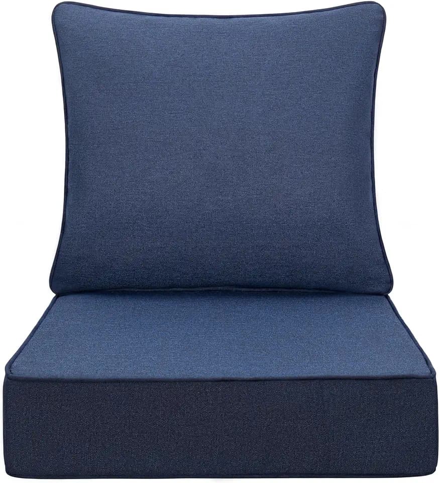 Volans 22" x 24" Outdoor Chair Cushions Set, Water&UV&Fade Resistant Outdoor Deep Seat Cushions for Patio Chair Couch Wicker Rocking Chair, Dark Blue