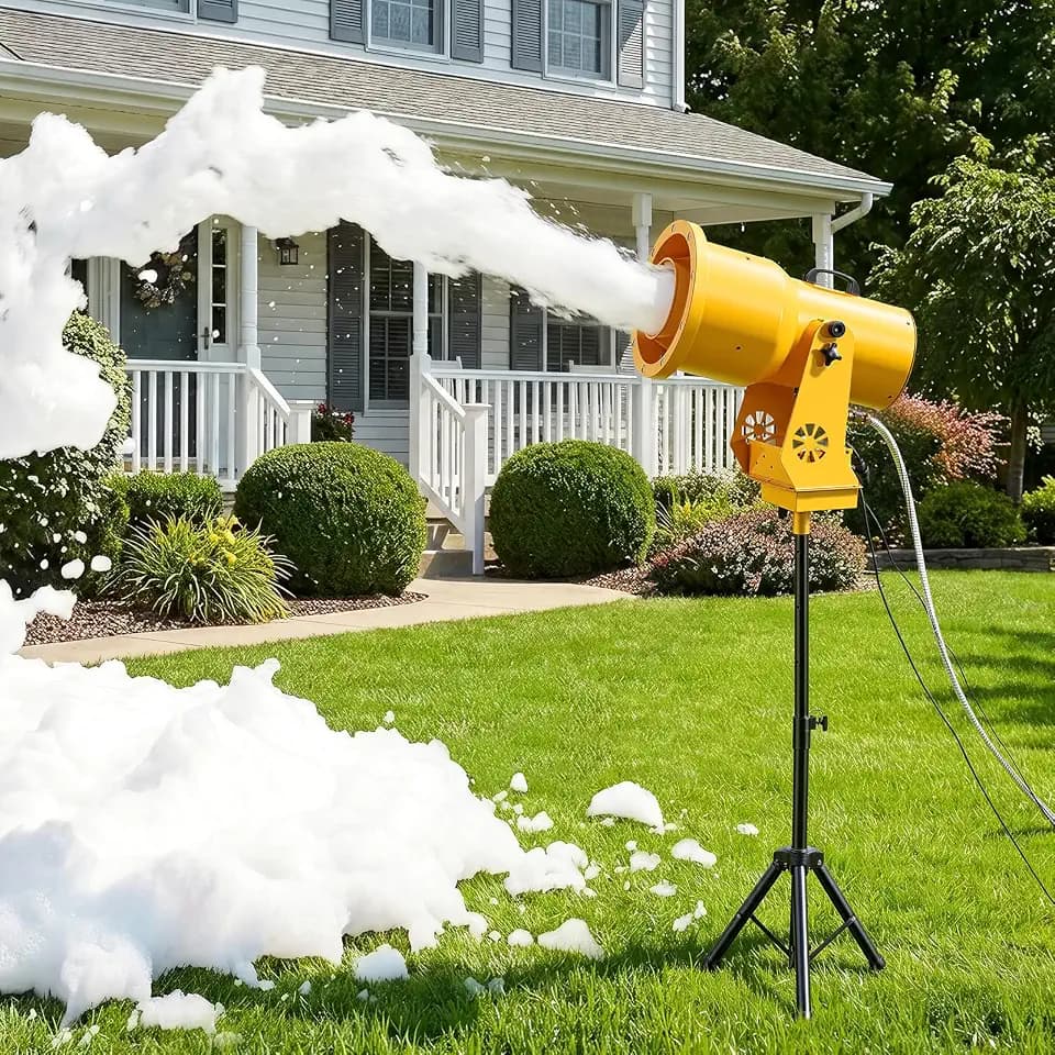 VEVOR Foam Machine, Auto Oscillation Foam Cannon Party Machine, Bubble Cannon with Fan, 3-Color LED Lights & Triangular Structure, Dense Foams Maker for Gatherings, Backyard, Celebrations & Party