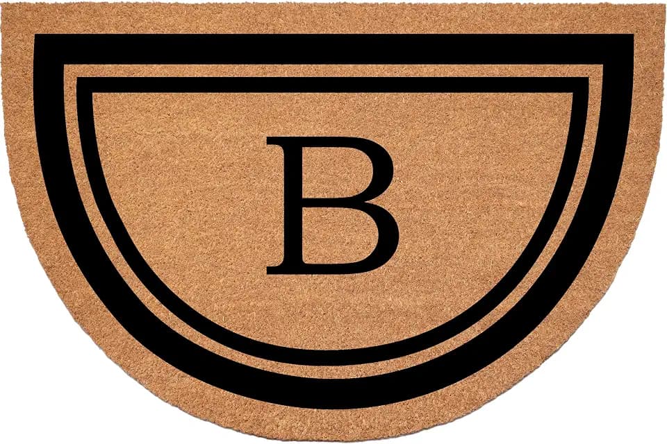 Calloway Mills Half Circle Black Border 18" x 30" Monogram Doormat (Letter B)