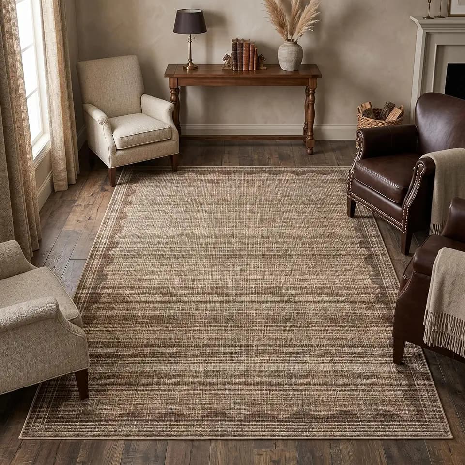 Garvee Scalloped 5x7 Washable Living Room Rug Non Slip Modern Rugs Coffee