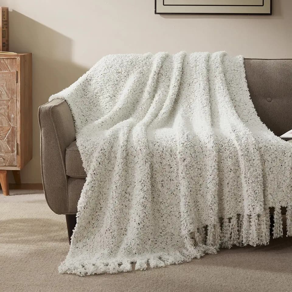 SLEEP ZONE Throw Blanket for Couch - Lightweight Knit Blanket, Throw Blankets for Bed All Season - Luxury Super Soft Cozy Bed Blanket (Ivory, 60x80in)
