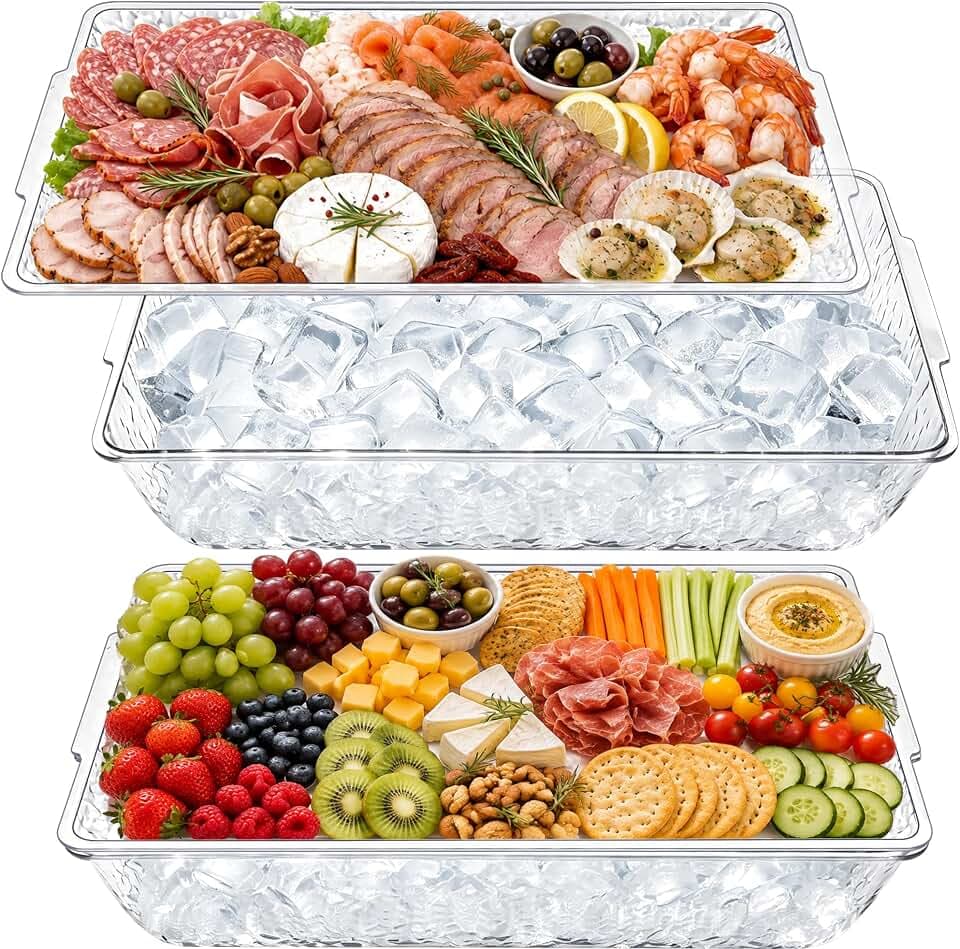 Chilled Serving Trays for Parties, 2 Set 16" x 9'' Platter