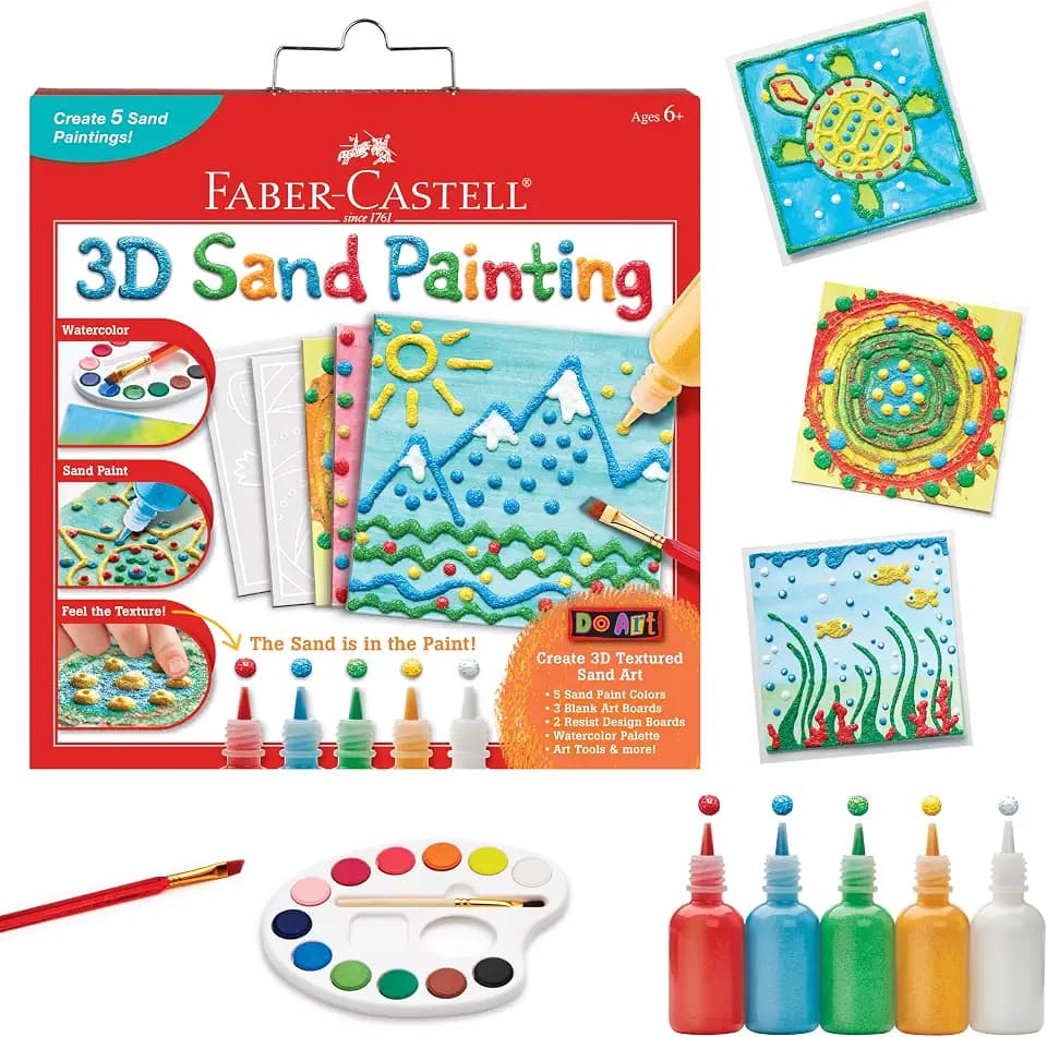 Faber-Castell 3D Sand Painting Kit for Kids: Create 5 Sand Art Pictures, DIY Arts and Crafts for Kids, Art Projects and Gifts for Girls and Boys (Ages 6+)