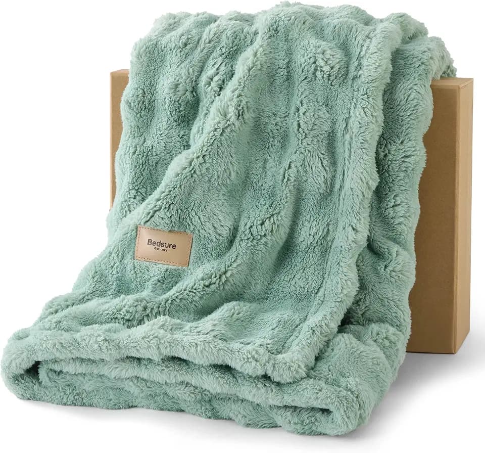 BEDSURE Kuscheldecke Flauschig Bubble Decke - Grün, 150x200 cm
