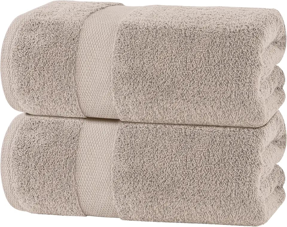 White Classic Luxury Soft Bath Sheet Towels - 650 GSM Cotton Luxury Towels Extra Large 35x70 | Highly Absorbent and Quick Dry | Hotel Quality, Taupe, 2 Pack