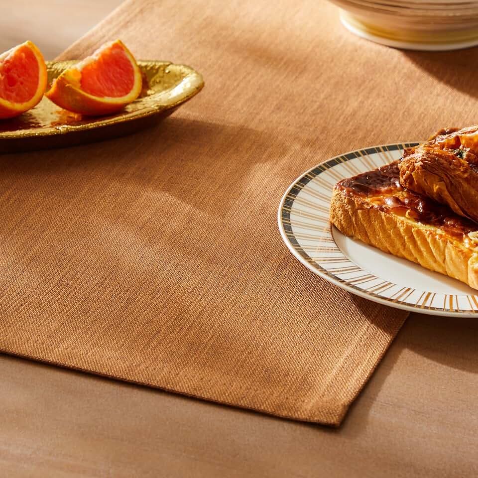 ZeeMart Rustic Cotton Linen Table Runner, 13x108 Inches Caramel