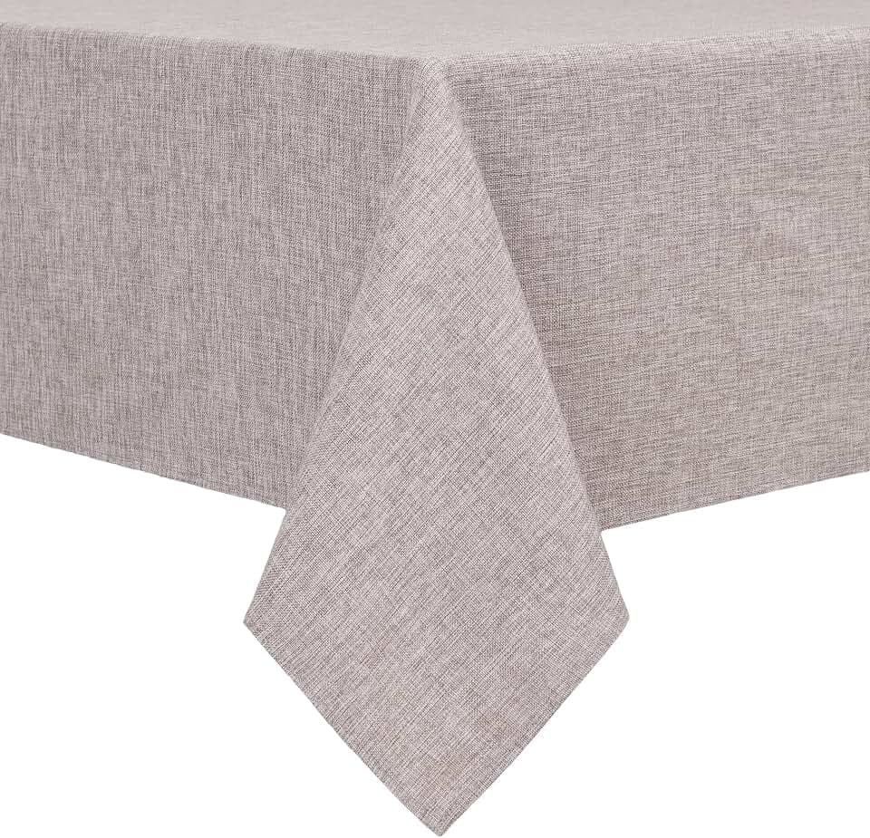 Hiasan Faux Linen Rectangle Tablecloth 90 x 132 Inch for Dining Room Stone