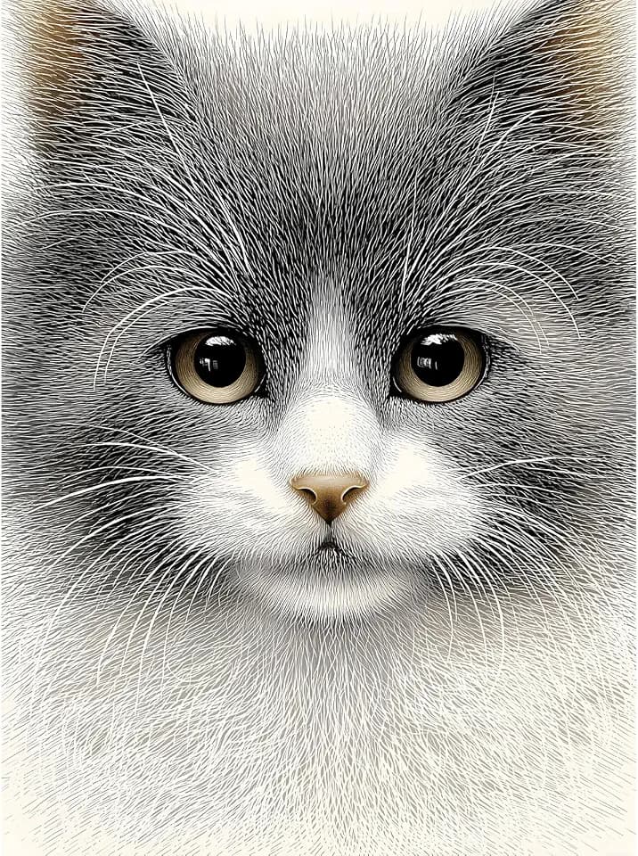 Puzzles for Adults 500 Pieces, Cat Jigsaw Puzzles - Sketched Cat, Impossible Cat Puzzle for Seniors Family, 20.47 x 14.96 inches, 1:1 Poster, Letter on the Back