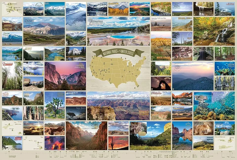 Cobble Hill 2000 Piece Puzzle - National Parks of the United States - Sample Poster Included