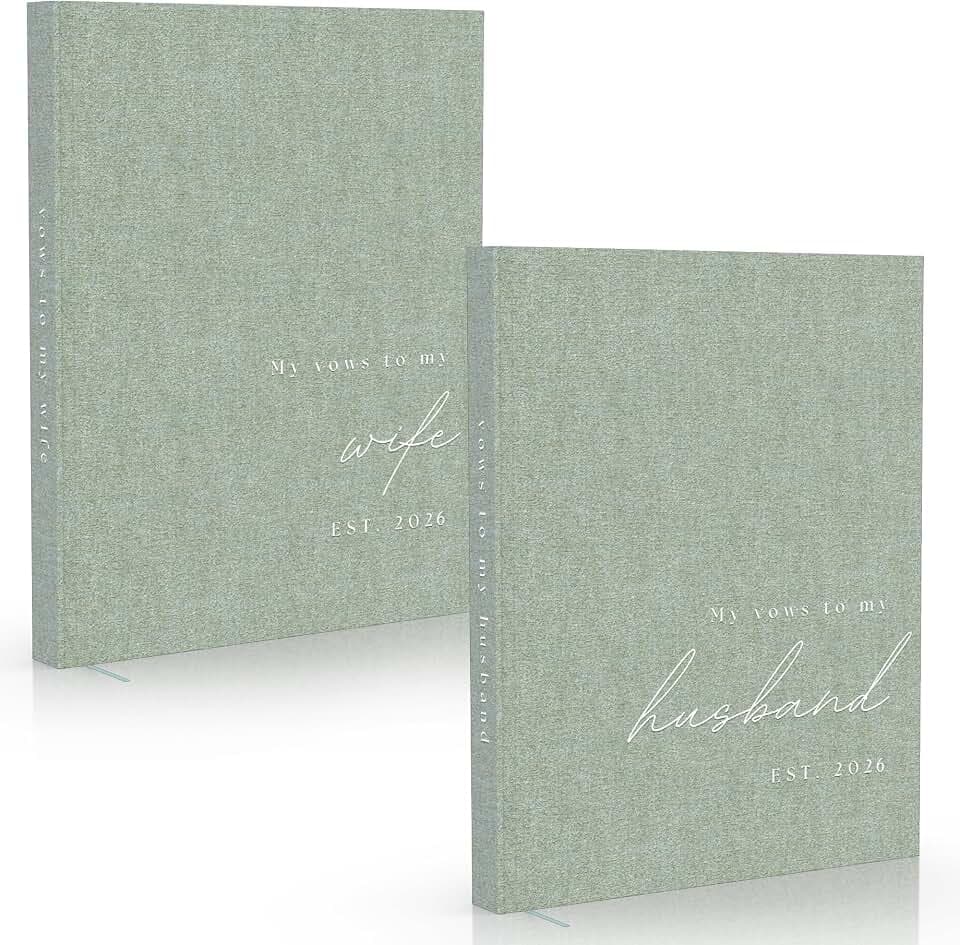 Wedding Vow Books His and Hers 2 Pack Personalized 2026 Year Linen Vow Book