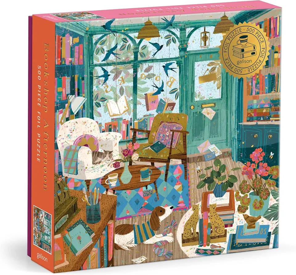 Galison - Bookshop Afternoon 500 Piece Puzzle with Foil