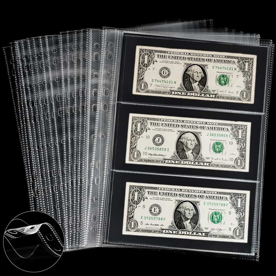 35 Blätter Währungsärmel Doppelseitige 210 Taschen 11-Loch Banknote