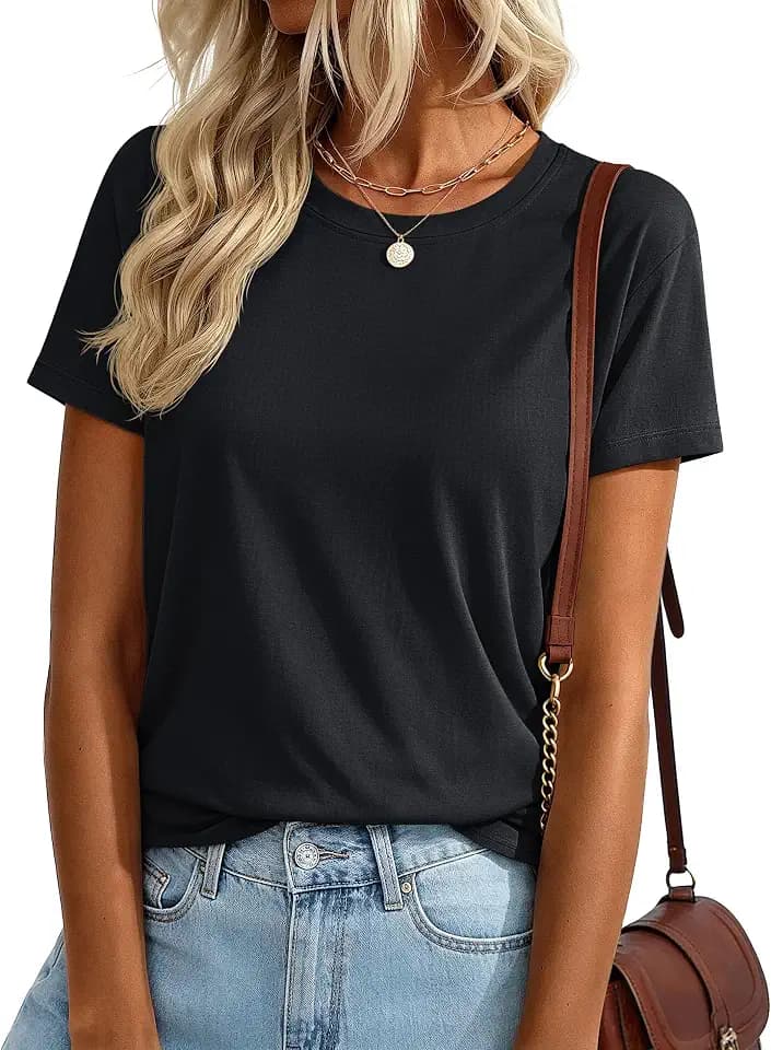 YUCOLEN T Shirts for Women Short Sleeve Summer Cotton Breathable Basic Tee