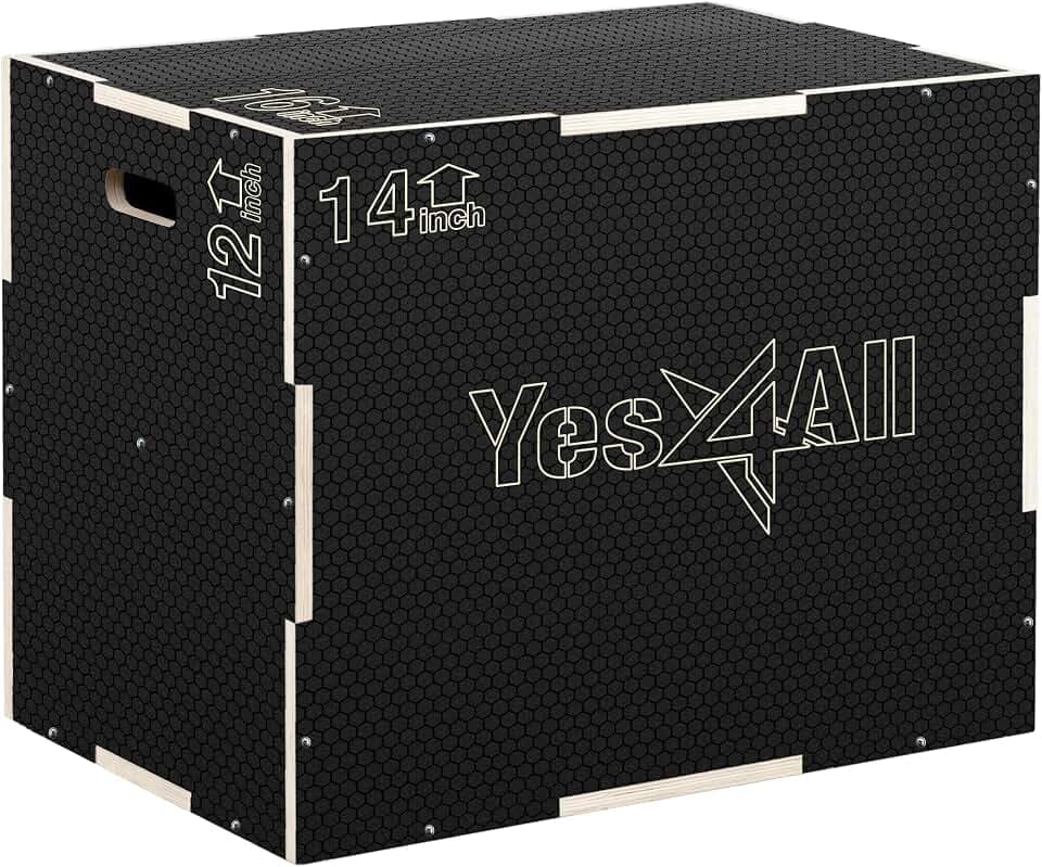 Yes4All Plyo-Box aus Holz, 3-in-1, rutschfeste Step-Up-Box für Workout, plyometrische Sprungbox für Seilspringen, Springen, Ausfallschritte, Kniebeugen und Dips