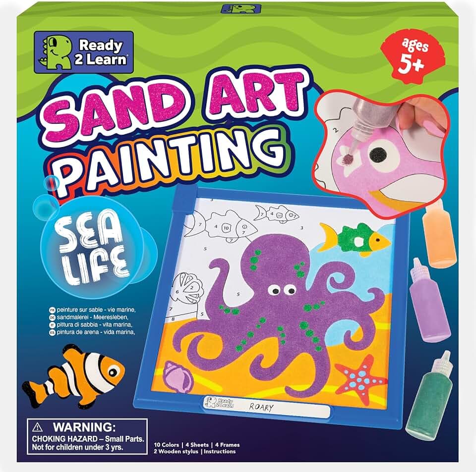 READY 2 LEARN Sand Art Painting, Sea Life, 4 Underwater Scenes